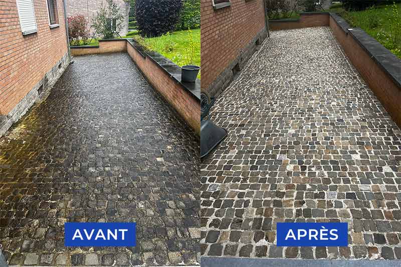 Nettoyage klinkers, pierre bleue … PROMICHELCOUVREUR : Nettoyage des extérieurs sur Namur et toute la Belgique . Spécialisé en nettoyage et  traitement anti-mousse klinkers, pierre bleue, muret, terrasse, pavé, allée … sur Namur et toute la Belgique