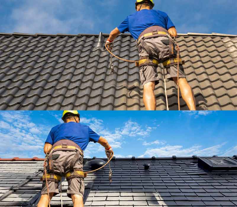 Nettoyage toiture - PROMICHELCOUVREUR : couvreur, toiturier sur Namur et toute la Belgique : Nettoyage toiture, démoussage, traitement anti mousse par pulvérisation toiture, peinture hydrofuge toit sur Namur et toute la Belgique